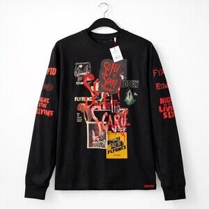 Born Fly T Shirt Mens Medium Long Sleeve Black New So Fly It's Scary NWT CR70